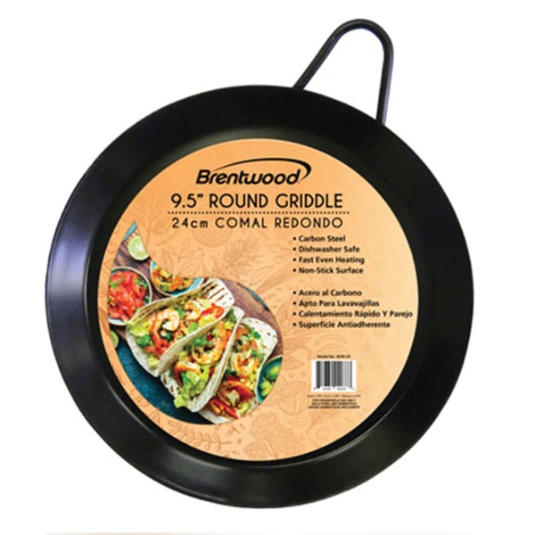 Brentwood Appliances Carbon Steel Non-Stick Round Griddle (9.5-Inch) BCM-24